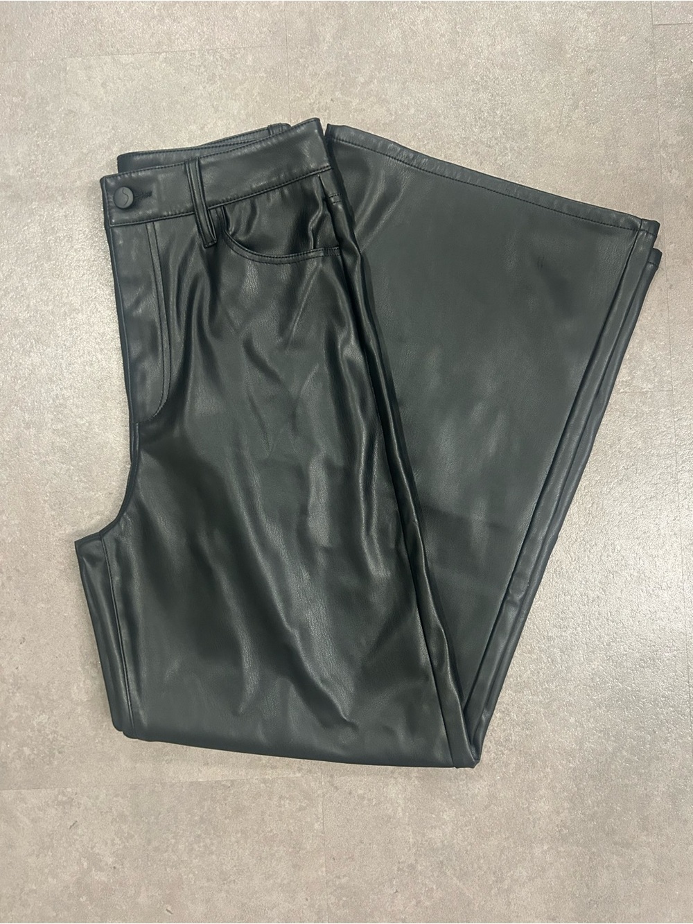 Joe’s Jeans The Mia Black Faux Leather High Rise Wide Leg Pants Size 26 - Picture 3 of 7